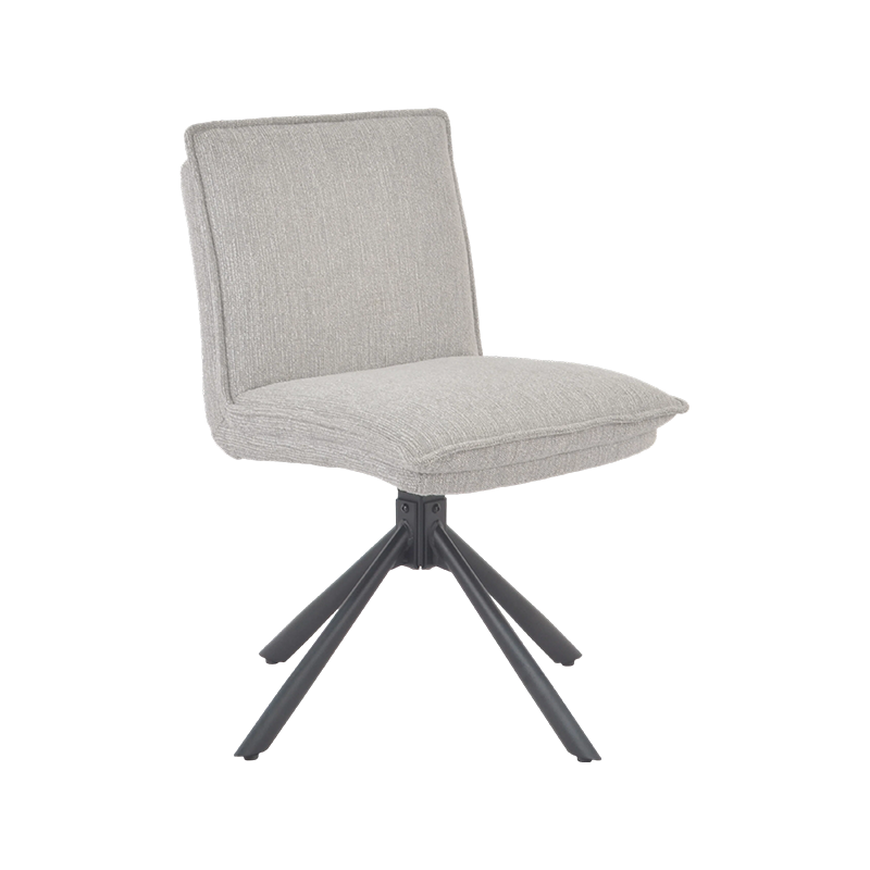 Silla de comedor giratoria tapizada en gris moderno