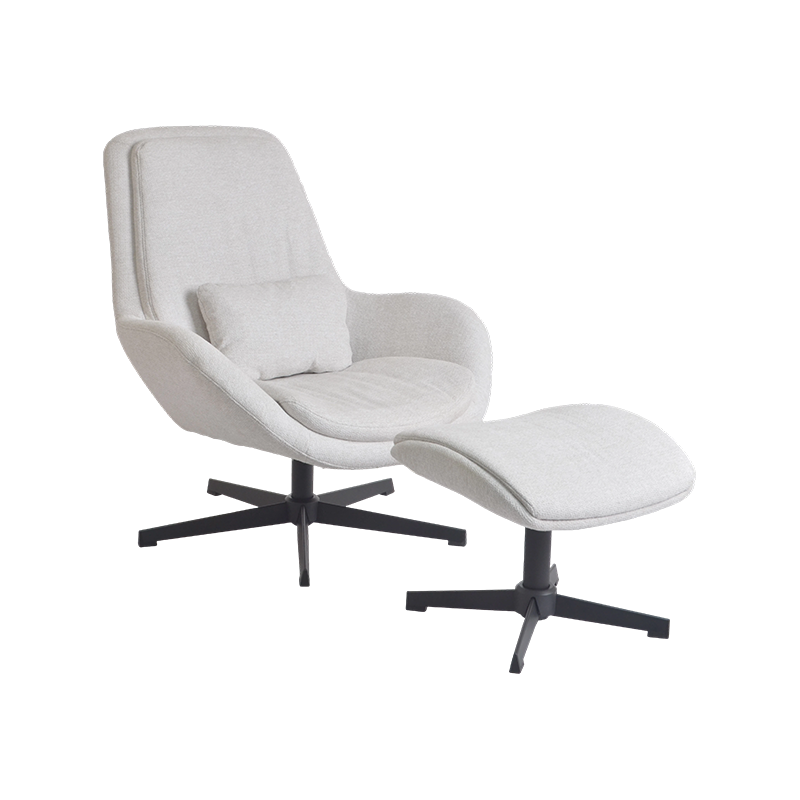 Silla reclinable giratoria moderna con otomana