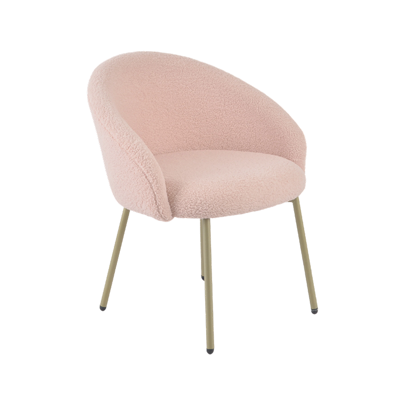 Silla de comedor tipo barril de bouclé rosa