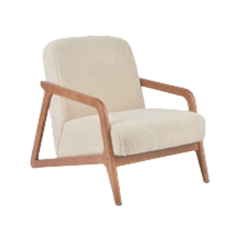Sillón de tela con estructura de madera maciza moderno de mediados de siglo 