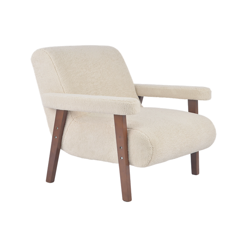 Sillón nórdico moderno con acento de madera maciza 