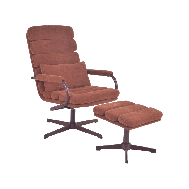 Sillón reclinable giratorio Mid-Century moderno con otomana
