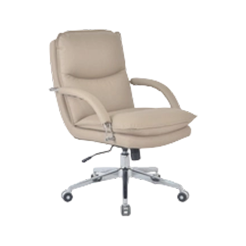 Silla ejecutiva de PU de alta tecnología con estructura cromada, asiento amplio y profundo y ruedas cromadas