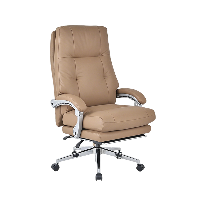 Silla ejecutiva reclinable de PU de alta tecnología con dos palancas y base en forma de estrella cromada