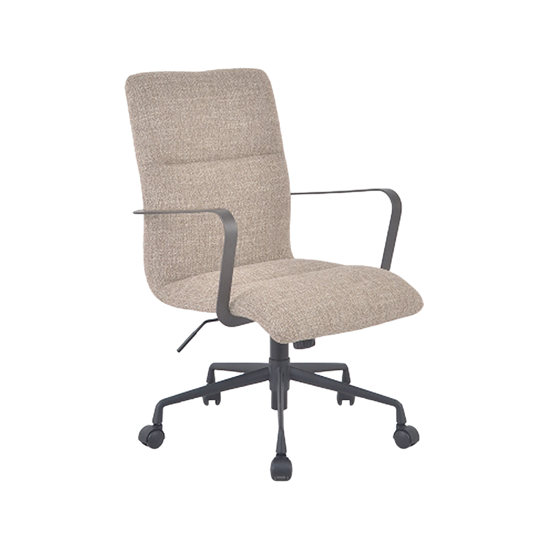 Silla operativa de tela premium estilo vintage con brazos y base de acero pintado