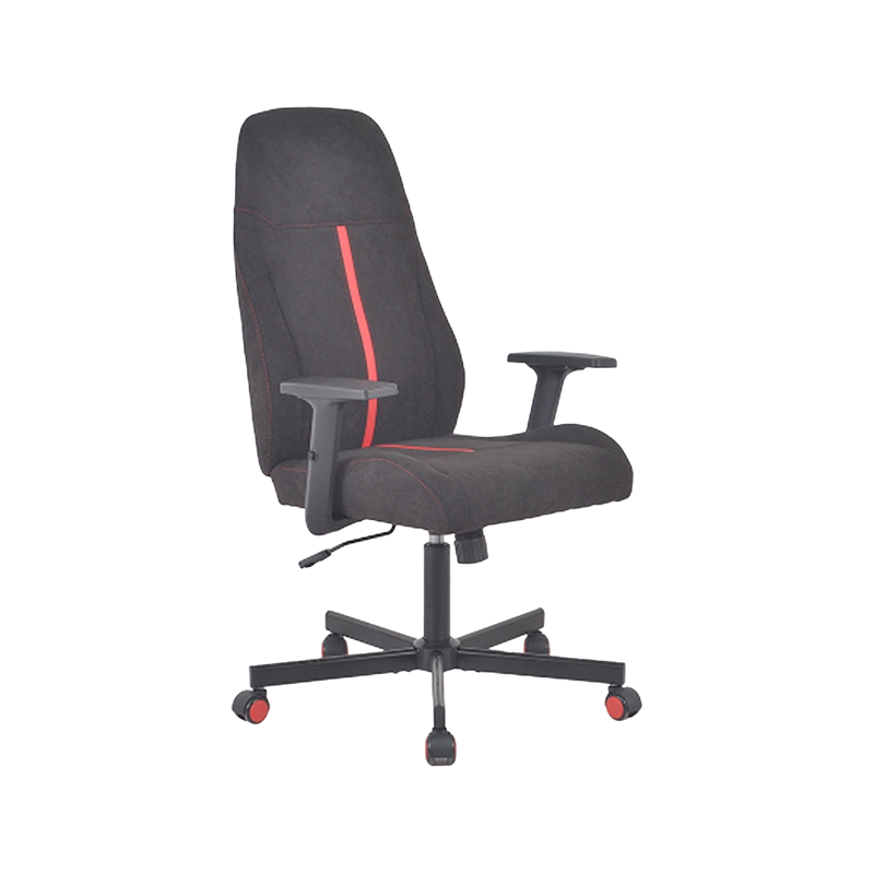 Silla de PU decorativa y de tela de dos tonos con base de acero KD y ruedas de PU