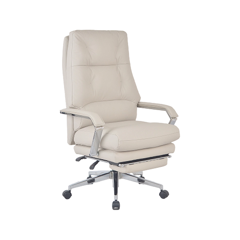 Silla de PU reclinable ajustable de amplio alcance con brazos acolchados y base cromada