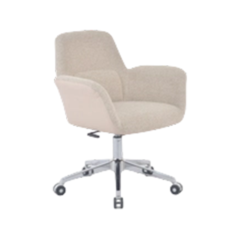 Silla de comedor tapizada de altura ajustable con base cromada y asiento de tela mixta de PU