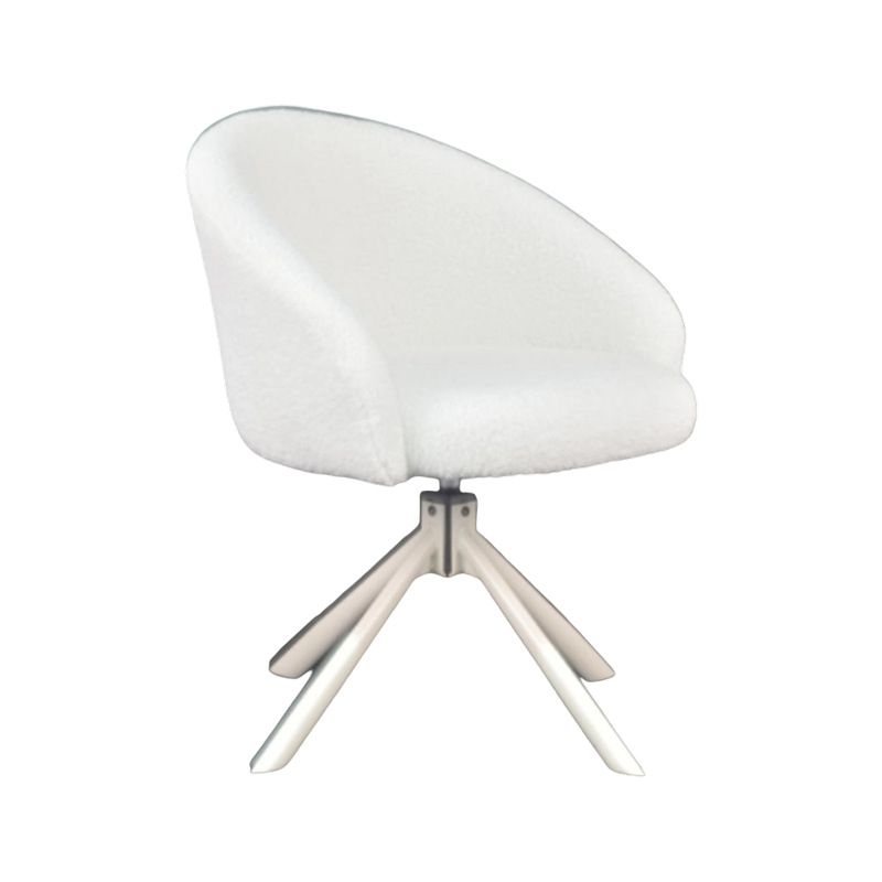 Silla de comedor tapizada de piel de oveja sintética de asiento ancho con patas de metal gris KD