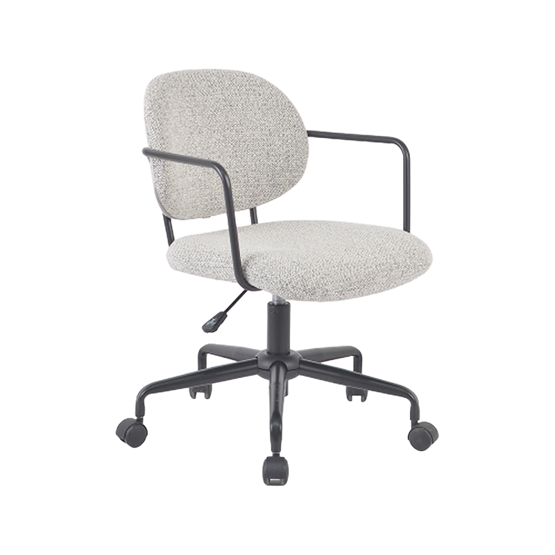 Silla ajustable MILAN de perfil cuadrado de tela con brazos de acero negro y base a juego
